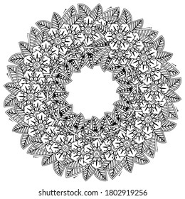 Circular pattern in form of mandala with flower for henna, mehndi, tattoo, decoration. EPS 10.