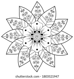 Circular pattern in form of mandala with flower for henna, mehndi, tattoo, decoration. 