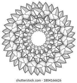 Circular pattern in form of mandala with flower for henna, mehndi, tattoo, decoration.