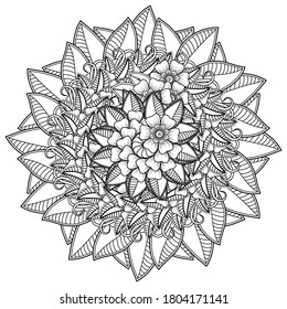 Circular pattern in form of mandala with flower for henna, mehndi, tattoo, decoration.