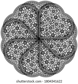 Circular pattern in form of mandala with flower for henna, mehndi, tattoo, decoration.