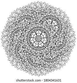 Circular pattern in form of mandala with flower for henna, mehndi, tattoo, decoration.
