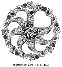Circular pattern in form of mandala with flower for henna, mehndi, tattoo, decoration.