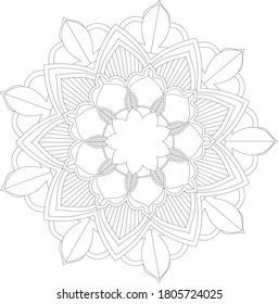 Circular pattern in form of mandala with flower for Henna, Mehndi, tattoo, decoration. Decorative ornament in ethnic oriental style. Outline doodle hand draw vector illustration.