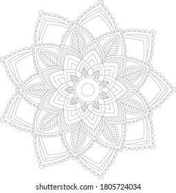 Circular pattern in form of mandala with flower for Henna, Mehndi, tattoo, decoration. Decorative ornament in ethnic oriental style. Outline doodle hand draw vector illustration.