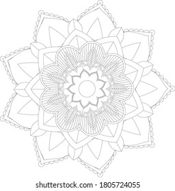 Circular pattern in form of mandala with flower for Henna, Mehndi, tattoo, decoration. Decorative ornament in ethnic oriental style. Outline doodle hand draw vector illustration.