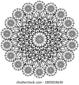 Circular pattern in form of mandala with flower for henna, mehndi, tattoo, decoration. mehndi flower decoration in ethnic oriental, indian style.