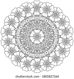 Circular pattern in form of mandala with flower for henna, mehndi, tattoo, decoration. mehndi flower decoration in ethnic oriental, indian style.