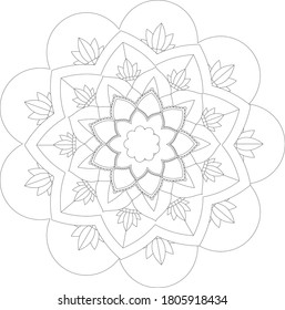 Circular pattern in form of mandala with flower for Henna, Mehndi, tattoo, decoration. Decorative ornament in ethnic oriental style. Outline doodle hand draw vector illustration.