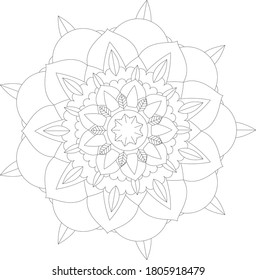 Patrón circular en forma de mandala con flor para Henna, Mehndi, tatuaje, decoración. La decoración es de estilo étnico oriental. Dibujar ilustración vectorial con la mano del garabato de contorno.