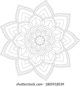 Circular pattern in form of mandala with flower for Henna, Mehndi, tattoo, decoration. Decorative ornament in ethnic oriental style. Outline doodle hand draw vector illustration.