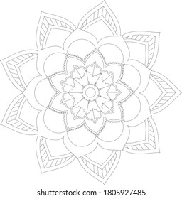 Circular pattern in form of mandala with flower for Henna, Mehndi, tattoo, decoration. Decorative ornament in ethnic oriental style. Outline doodle hand draw vector illustration.