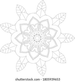 Circular pattern in form of mandala with flower for Henna, Mehndi, tattoo, decoration. Decorative ornament in ethnic oriental style. Outline doodle hand draw vector illustration.