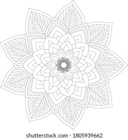 Circular pattern in form of mandala with flower for Henna, Mehndi, tattoo, decoration. Decorative ornament in ethnic oriental style. Outline doodle hand draw vector illustration.