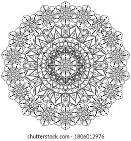 Circular pattern in form of mandala with flower for henna, mehndi, tattoo, decoration. mehndi flower decoration in ethnic oriental, indian style. 
