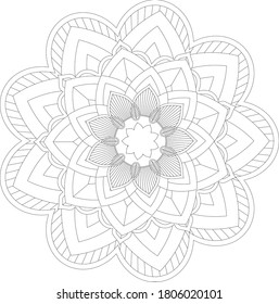 Circular pattern in form of mandala with flower for Henna, Mehndi, tattoo, decoration. Decorative ornament in ethnic oriental style. Outline doodle hand draw vector illustration.