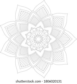 Circular pattern in form of mandala with flower for Henna, Mehndi, tattoo, decoration. Decorative ornament in ethnic oriental style. Outline doodle hand draw vector illustration.