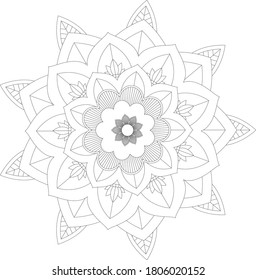 Circular pattern in form of mandala with flower for Henna, Mehndi, tattoo, decoration. Decorative ornament in ethnic oriental style. Outline doodle hand draw vector illustration.