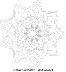 Circular pattern in form of mandala with flower for Henna, Mehndi, tattoo, decoration. Decorative ornament in ethnic oriental style. Outline doodle hand draw vector illustration.