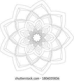 Patrón circular en forma de mandala con flor para Henna, Mehndi, tatuaje, decoración. La decoración es de estilo étnico oriental. Dibujar ilustración vectorial con la mano del garabato de contorno.