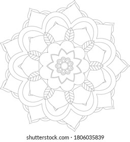 Circular pattern in form of mandala with flower for Henna, Mehndi, tattoo, decoration. Decorative ornament in ethnic oriental style. Outline doodle hand draw vector illustration.