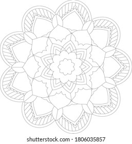 Circular pattern in form of mandala with flower for Henna, Mehndi, tattoo, decoration. Decorative ornament in ethnic oriental style. Outline doodle hand draw vector illustration.