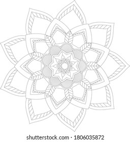 Circular pattern in form of mandala with flower for Henna, Mehndi, tattoo, decoration. Decorative ornament in ethnic oriental style. Outline doodle hand draw vector illustration.