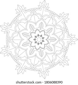 Circular pattern in form of mandala with flower for Henna, Mehndi, tattoo, decoration. Decorative ornament in ethnic oriental style. Outline doodle hand draw vector illustration.