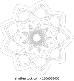 Patrón circular en forma de mandala con flor para Henna, Mehndi, tatuaje, decoración. La decoración es de estilo étnico oriental. Dibujar ilustración vectorial con la mano del garabato de contorno.
