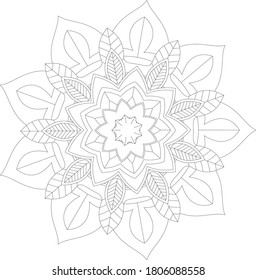 Circular pattern in form of mandala with flower for Henna, Mehndi, tattoo, decoration. Decorative ornament in ethnic oriental style. Outline doodle hand draw vector illustration.