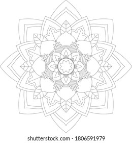 Circular pattern in form of mandala with flower for Henna, Mehndi, tattoo, decoration. Decorative ornament in ethnic oriental style. Outline doodle hand draw vector illustration.