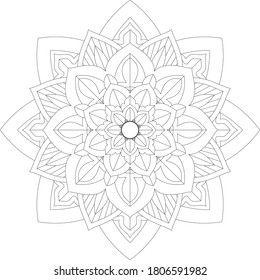 Circular pattern in form of mandala with flower for Henna, Mehndi, tattoo, decoration. Decorative ornament in ethnic oriental style. Outline doodle hand draw vector illustration.