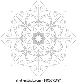 Circular pattern in form of mandala with flower for Henna, Mehndi, tattoo, decoration. Decorative ornament in ethnic oriental style. Outline doodle hand draw vector illustration.