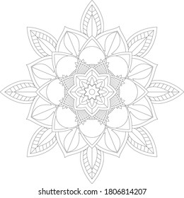 Circular pattern in form of mandala with flower for Henna, Mehndi, tattoo, decoration. Decorative ornament in ethnic oriental style. Outline doodle hand draw vector illustration.