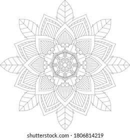 Circular pattern in form of mandala with flower for Henna, Mehndi, tattoo, decoration. Decorative ornament in ethnic oriental style. Outline doodle hand draw vector illustration.