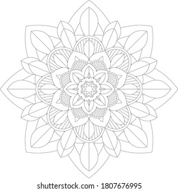 Circular pattern in form of mandala with flower for Henna, Mehndi, tattoo, decoration. Decorative ornament in ethnic oriental style. Outline doodle hand draw vector illustration.
