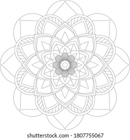Circular pattern in form of mandala with flower for Henna, Mehndi, tattoo, decoration. Decorative ornament in ethnic oriental style. Outline doodle hand draw vector illustration.