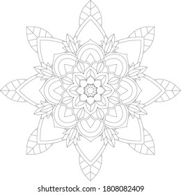 Circular pattern in form of mandala with flower for Henna, Mehndi, tattoo, decoration. Decorative ornament in ethnic oriental style. Outline doodle hand draw vector illustration.