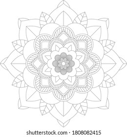 Patrón circular en forma de mandala con flor para Henna, Mehndi, tatuaje, decoración. La decoración es de estilo étnico oriental. Dibujar ilustración vectorial con la mano del garabato de contorno.