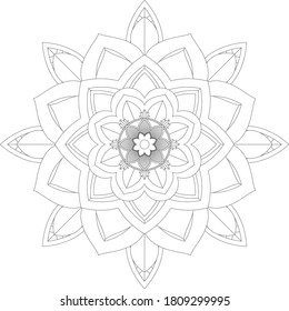 Circular pattern in form of mandala with flower for Henna, Mehndi, tattoo, decoration. Decorative ornament in ethnic oriental style. Outline doodle hand draw vector illustration.
