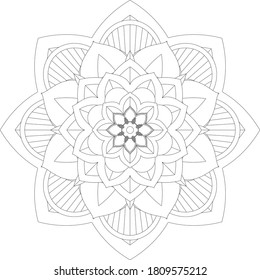 Circular pattern in form of mandala with flower for Henna, Mehndi, tattoo, decoration. Decorative ornament in ethnic oriental style. Outline doodle hand draw vector illustration.