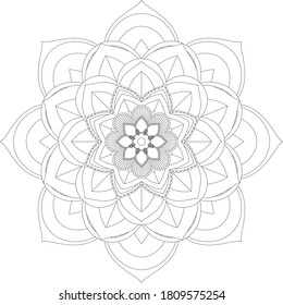 Circular pattern in form of mandala with flower for Henna, Mehndi, tattoo, decoration. Decorative ornament in ethnic oriental style. Outline doodle hand draw vector illustration.