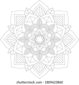 Circular pattern in form of mandala with flower for Henna, Mehndi, tattoo, decoration. Decorative ornament in ethnic oriental style. Outline doodle hand draw vector illustration.