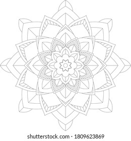 Circular pattern in form of mandala with flower for Henna, Mehndi, tattoo, decoration. Decorative ornament in ethnic oriental style. Outline doodle hand draw vector illustration.