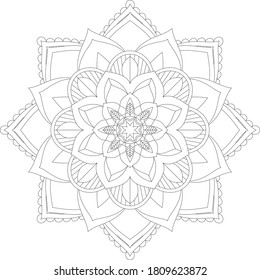 Circular pattern in form of mandala with flower for Henna, Mehndi, tattoo, decoration. Decorative ornament in ethnic oriental style. Outline doodle hand draw vector illustration.