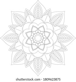Circular pattern in form of mandala with flower for Henna, Mehndi, tattoo, decoration. Decorative ornament in ethnic oriental style. Outline doodle hand draw vector illustration.