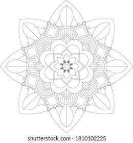 Circular pattern in form of mandala with flower for Henna, Mehndi, tattoo, decoration. Decorative ornament in ethnic oriental style. Outline doodle hand draw vector illustration.