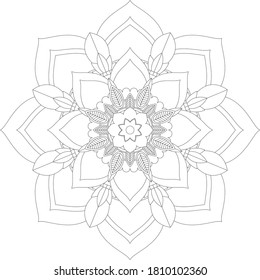 Circular pattern in form of mandala with flower for Henna, Mehndi, tattoo, decoration. Decorative ornament in ethnic oriental style. Outline doodle hand draw vector illustration.