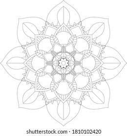 Circular pattern in form of mandala with flower for Henna, Mehndi, tattoo, decoration. Decorative ornament in ethnic oriental style. Outline doodle hand draw vector illustration.