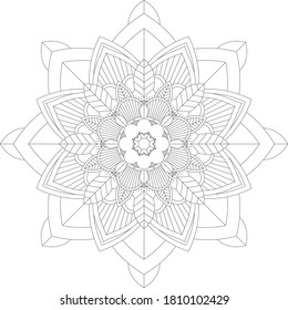 Circular pattern in form of mandala with flower for Henna, Mehndi, tattoo, decoration. Decorative ornament in ethnic oriental style. Outline doodle hand draw vector illustration.